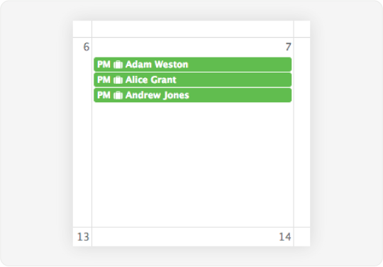 Image showing the calendar which lists all the pending and actual absences within the company